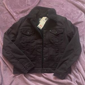 NWT Levi Original Sherpa Trucker Jacket- Black- Size Medium